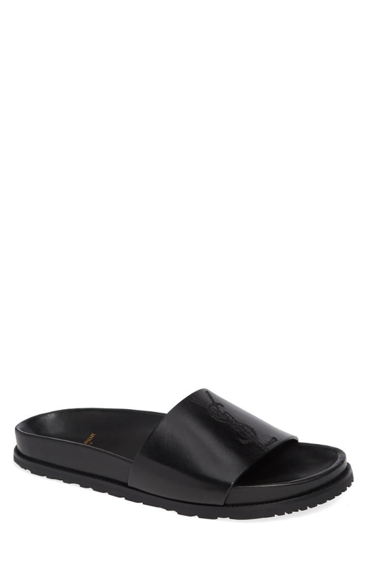Men's Saint Laurent Jimmy Logo Slide Sandal Us / 46eu - Black