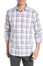 Men's Bugatchi Classic Fit Plaid Sport Shirt, Size - White