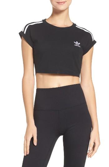 Women's Adidas 3-stripes Crop Top - Black