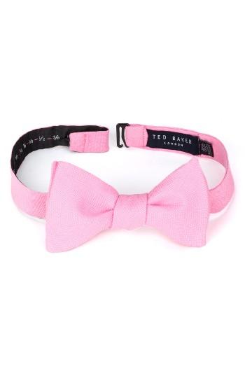 Men's Ted Baker London Solid Cotton Bow Tie, Size - Pink
