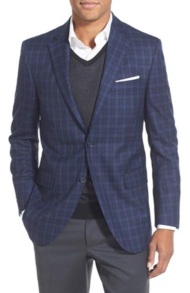 Men's Peter Millar Classic Fit Plaid Wool Sport Coat S - Blue