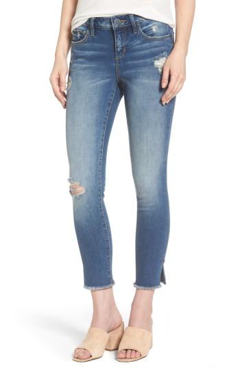 Women's Slink Jeans Frayed Hem Ripped Ankle Jeans