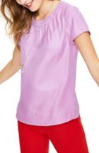 Women's Boden Gathered Neck Silk Blend Top - Purple