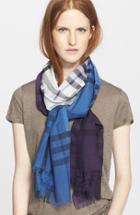 Women's Burberry Ombre Check Wool & Silk Scarf, Size - Purple