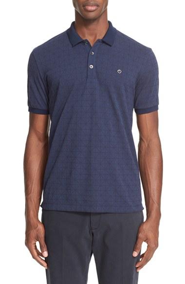 Men's Armani Collezioni Grid Print Polo