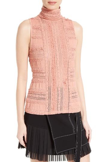 Women's Cinq A Sept 'antonia' Sleeveless Lace Turtleneck - Pink