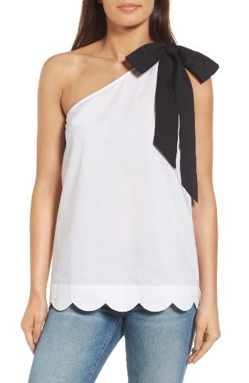 Women's Halogen One-shoulder Stretch Cotton Top - White