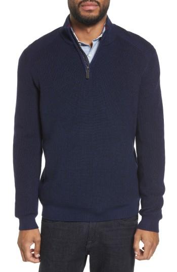 Men's Ted Baker London Stach Quarter Zip Sweater (l) - Blue