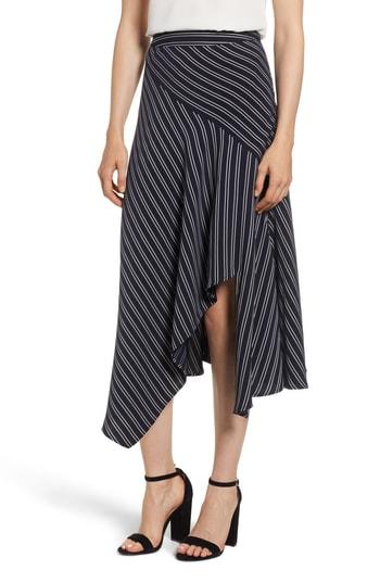 Women's Chelsea28 Stripe Asymmetrical Drape Skirt, Size - Blue
