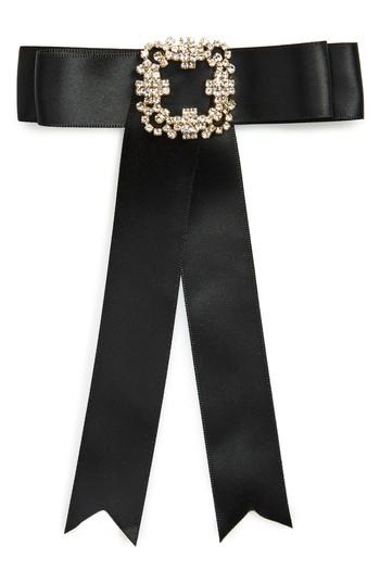 Cara Crystal Embellished Velvet Bow Pin