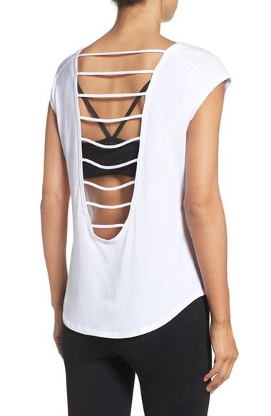 Women's Zella Getaway Lattice Back Tee - White