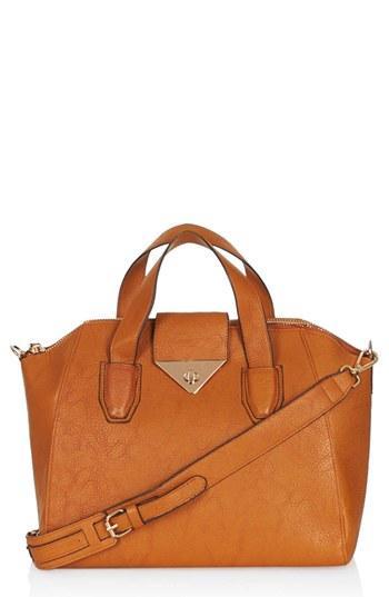 Topshop 'evian' Satchel Tan