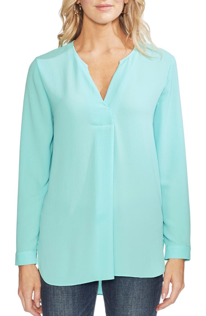 Women's Vince Camuto Crepe Split Neck Top - Blue