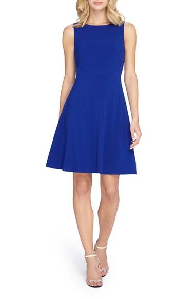Women's Tahari Seamed Knit Fit & Flare Dress - Blue/green