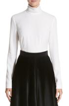 Women's Sara Battaglia Crepe Cady Turtleneck Blouse Us / 38 It - White