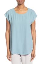 Women's Eileen Fisher Silk Crepe Georgette Top, Size - Blue