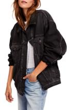 Women's Free People Embroidered Denim Jacket /small - Black