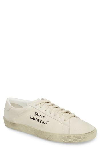 Men's Saint Laurent Logo Embroidered Sneaker Us / 39eu - Ivory