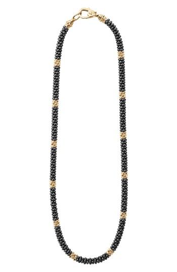Women's Lagos 18k Gold & Black Caviar Bead Rope Necklace