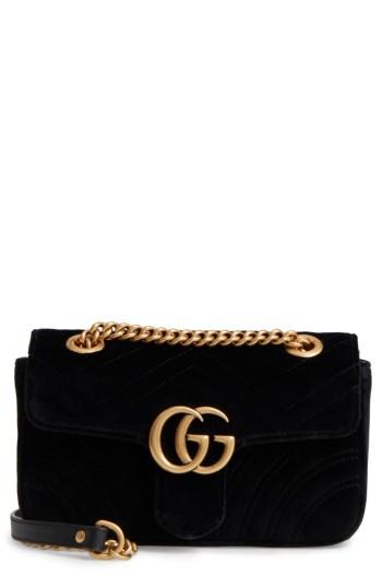 Gucci Small Gg Marmont 2.0 Matelasse Velvet Shoulder Bag - Red