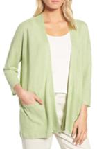 Women's Eileen Fisher Boxy Organic Linen Cardigan, Size - Green
