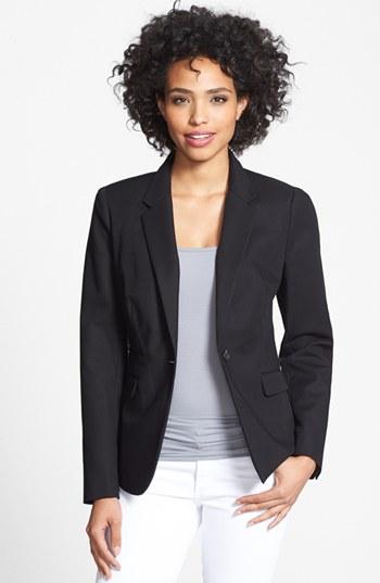 Women's Vince Camuto Stretch Cotton One-button Blazer - Black