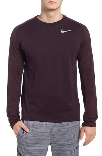 Men's Nike Thermasphere Long Sleeve Running T-shirt - Burgundy