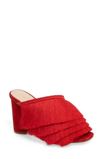 Women's Cecelia New York Frix Fringe Mule M - Red