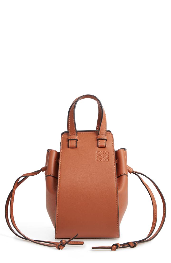 Loewe Mini Hammock Calfskin Leather Hobo Bag - Brown