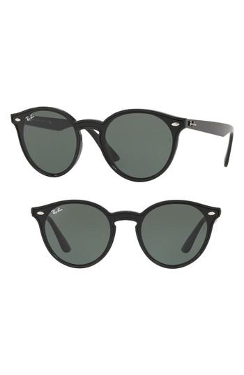 Women's Ray-ban Blaze 37mm Round Sunglasses - Black Solid