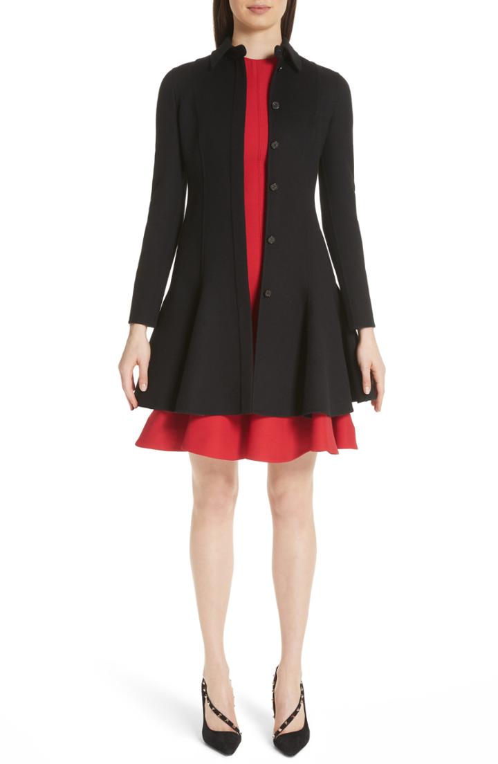 Women's Valentino Compact Double Face Wool Peplum Coat