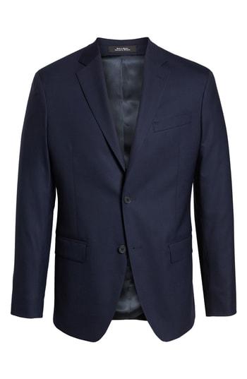 Men's Nordstrom Men's Shop Tech-smart Trim Fit Stretch Wool Travel Sport Coat R - Blue