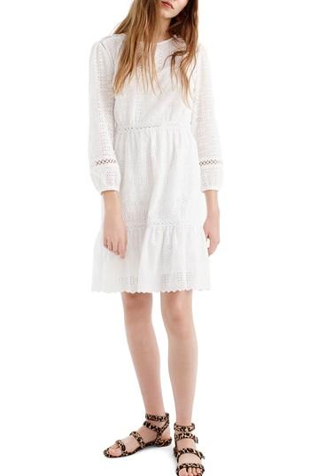 Women's J.crew Long Sleeve Embroidered Dress - White