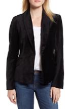 Women's Jen7 Stretch Cotton Velvet Blazer - Black
