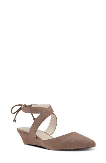 Women's Nine West Elira Crisscross Strappy Wedge Pump M - Beige