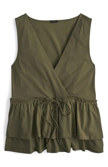 Women's J.crew Tie Waist Tiered Ruffle Tank Top - Green