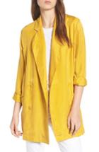 Women's Trouve Double Breasted Longline Blazer, Size - Yellow