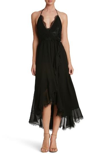 Women's Dress The Population Gia Backless Chiffon Wrap Dress - Black