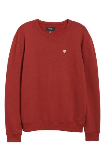 Men's Brixton B-shield Applique Crewneck Sweatshirt, Size - Red