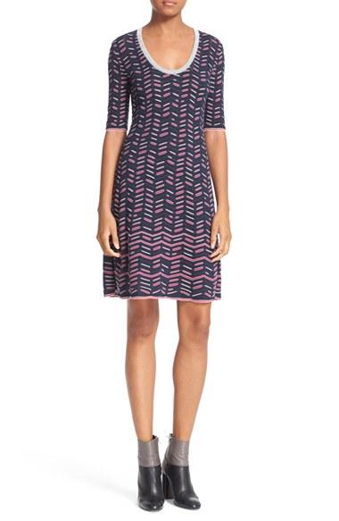 Women's M Missoni Metallic Trim Stripe Knit Dress