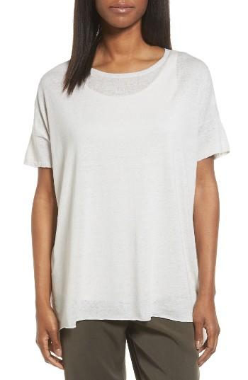 Women's Eileen Fisher Silk Blend Tunic Sweater, Size - White