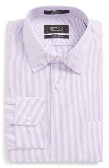 Men's Nordstrom Men's Shop Smartcare(tm) Traditional Fit Stripe Dress Shirt .5 32/33 - Purple