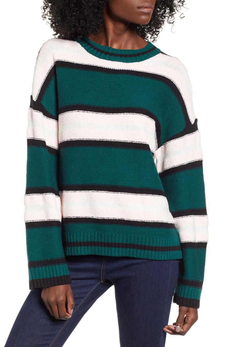 Women's Bp. Everyday Stripe Sweater, Size - Green