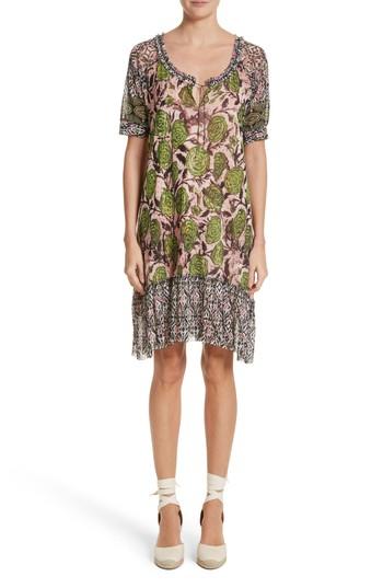 Women's Fuzzi Print Tulle Peasant Dress - Green