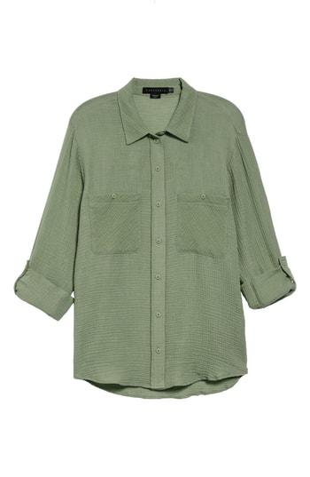 Women's Sanctuary Steady Boyfriend Roll Tab Shirt, Size - Green