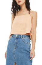 Women's Topshop Side Tie Crop Camisole Us (fits Like 0) - Coral
