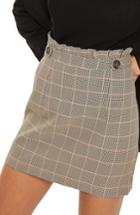 Women's Topshop Frill Edge Heritage Check Skirt Us (fits Like 0) - Brown