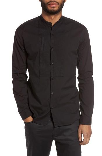 Men's John Varvatos Star Usa Trim Fit Bib Front Sport Shirt - Black