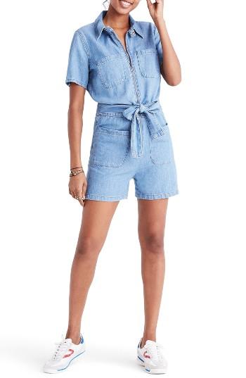 Women's Madewell Denim Zip Up Romper