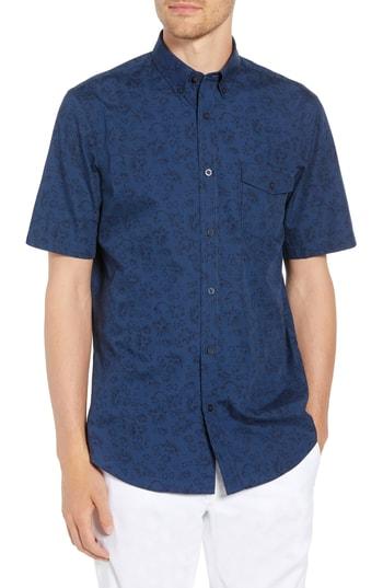 Men's 1901 Ivy Regular Fit Print Sport Shirt - Blue